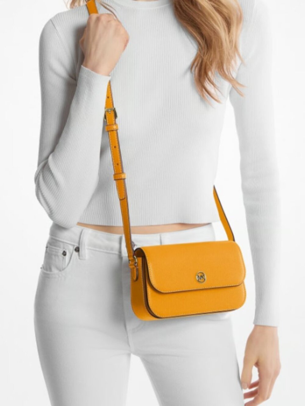 Michael Kors Women's Jet Set Travel Small Pebbled Leather Crossbody Bag